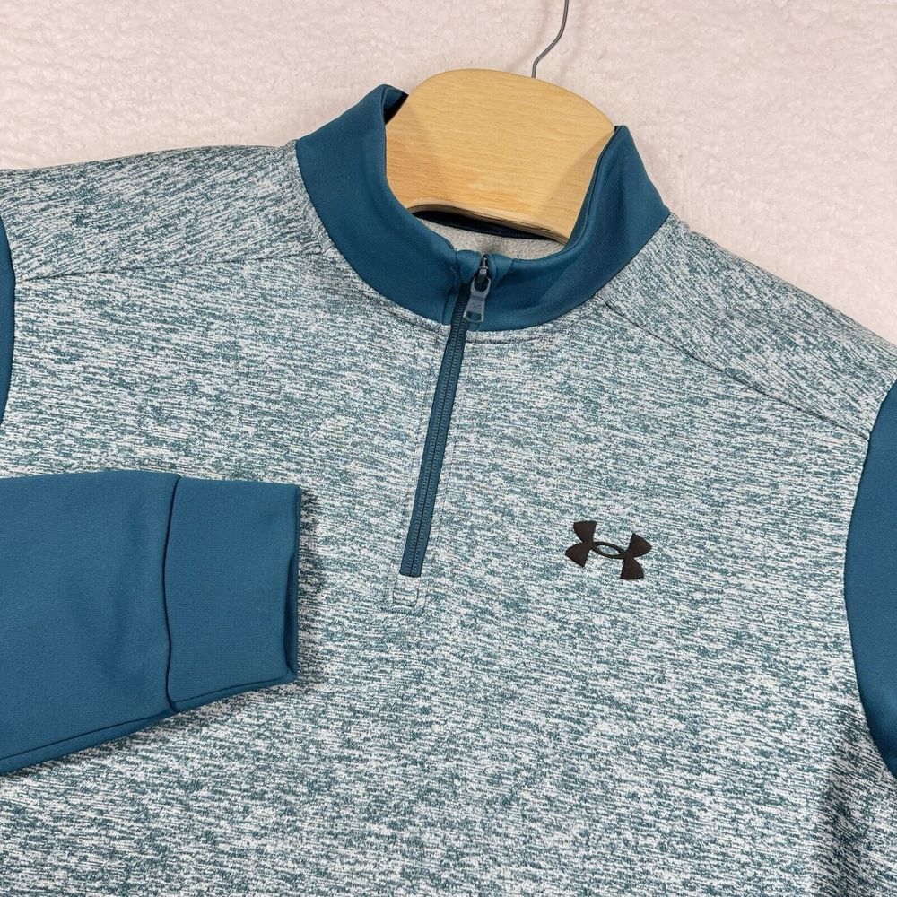 Under Armour 1/4‎ Zip Sweatshirt Mens Medium Green Long Sleeve Fleece Loose